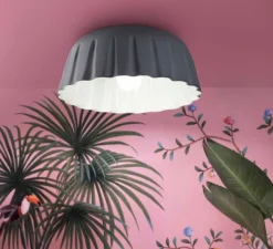 Plafonnier, Madame Gres S, gris noir, Ø40cm, H17cm - Ferroluce