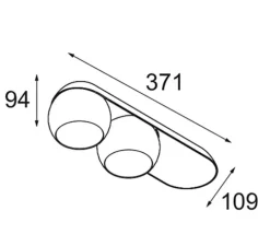 Plafonnier, Marbul Surface Adjustable 109 2x, blanc, LED, dim 1-10V/Push, 2700K, 634 lm, L37cm, H9,4cm - Modular