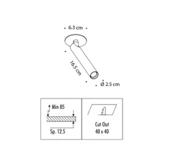 Plafonnier, Mira R, blanc mat, LED, 2700K, 352 lm, Ø2,5cm, H18,3cm - Davide Groppi