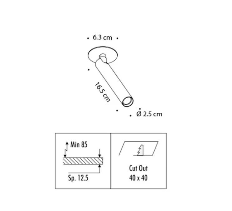 Plafonnier, Mira R, blanc mat, LED, 2700K, 352 lm, Ø2,5cm, H18,3cm - Davide Groppi