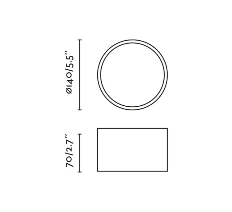 Plafonnier, Mizu, noir, LED, 2700K, 831 lm, Ø14cm, H7cm - Faro