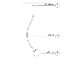 Plafonnier, Moony, 1 globe, blanc, Ø15cm, H120cm - Karman