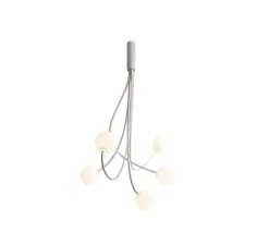 Plafonnier, Moony, 5 globes, blanc, Ø75cm, H120cm - Karman