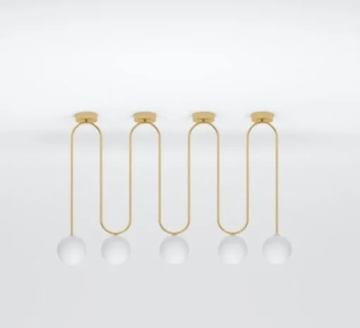 Plafonnier, Motive 422 Short, laiton brossé, Ø13,5cm, H68,4cm - Atelier Areti
