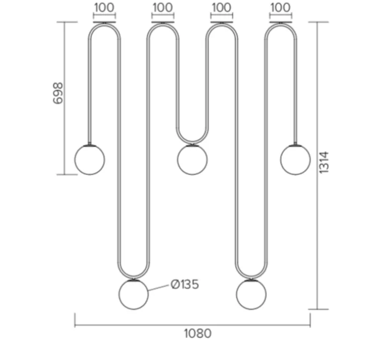 Plafonnier, Motive Long, laiton, L108cm, H131,4cm - atelier Areti