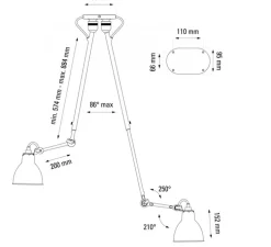 Plafonnier, N°302 Double BL-Copper, cuivre, L14cm, H88,4cm - DCW éditions Paris