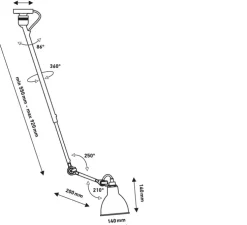 Plafonnier, N°302 Gras, noir, Ø14cm, L55 à 92cm - DCW Editions