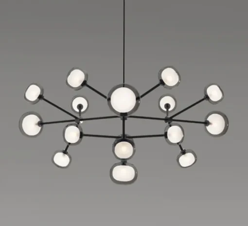 Plafonnier, Nabila 552.16, noir matt, noir chromé et verre fumé, IP40, Ø130cm, H58cm - Tooy