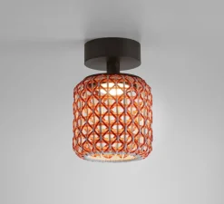 Plafonnier, Nans PF Outdoor, Brun graphite - Teinte rouge, IP66, LED, dim, 2700K, 503 lm, Ø16,7cm, H24,3cm - Bover