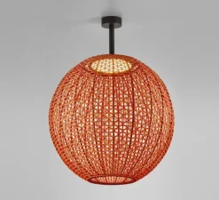 Plafonnier, Nans Sphere PF, Brun graphite - Teinte rouge, IP66, LED, dim, 2700K, 1400 lm, Ø60cm, H82cm - Bover