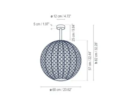 Plafonnier, Nans Sphere PF, Brun graphite - Teinte rouge, IP66, LED, dim, 2700K, 1400 lm, Ø60cm, H82cm - Bover