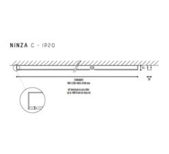 Plafonnier, Ninza C, noir, LED, 2700K, 660lm, L240cm, H3,5cm - Dark