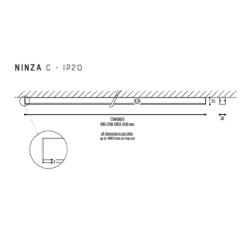 Plafonnier, Ninza C, noir, LED, 2700K,660 lm , L120cm, H3,5cm - Dark