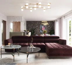 Plafonnier, Nuvol, 7 globes, laiton brossé, globe opalin, L146cm, H53cm - Contain