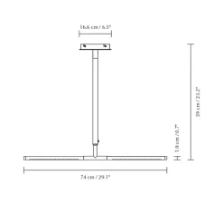 Plafonnier, Omni, laiton, LED, dim, 2700K, 1200 lm, L74cm, H1,9cm - Umage