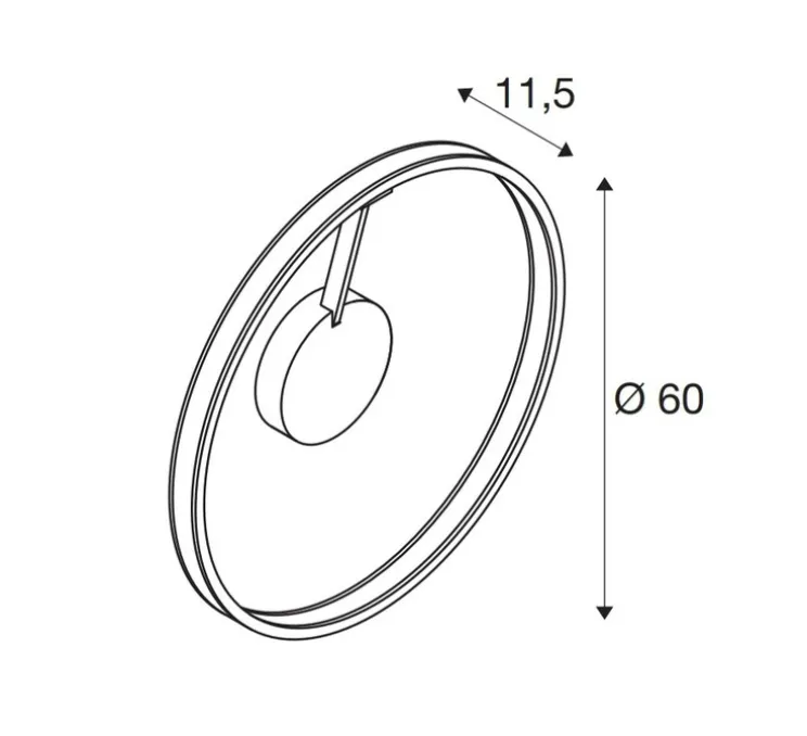 Plafonnier, ONE 60, noir, LED, dim, 2700/3000K, 550 lm, Ø60cm, H11,5cm - Slv
