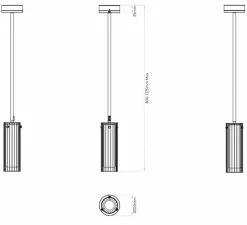 Plafonnier, Ottavino, chrome, IP44, Ø10cm, H80cm - Astro Lighting