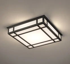 Plafonnier ou applique, Croisee 600 avec détecteur de mouvement, noir, LED, 3000K, 3520 à 8260lm, L60cm, H12cm - Raphaël Armand