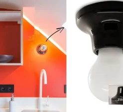 Plafonnier ou applique, Light.001, porcelaine noire, en saillie, Ø10, H5,5cm, Zangra