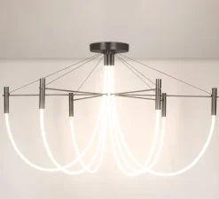 Plafonnier, Paradoxe 6L, graphite satiné, LED, dim, 2700K, 4800 lm, Ø115cm, H68cm - CVL