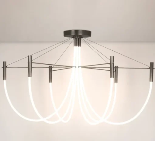 Plafonnier, Paradoxe 6L, graphite satiné, LED, dim, 2700K, 4800 lm, Ø115cm, H68cm - CVL