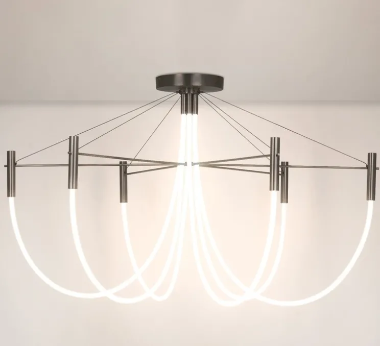 Plafonnier, Paradoxe 6L, graphite satiné, LED, dim, 2700K, 4800 lm, Ø115cm, H68cm - CVL