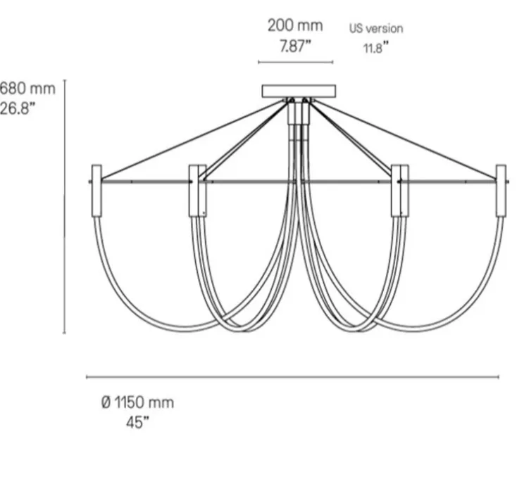 Plafonnier, Paradoxe 6L, graphite satiné, LED, dim, 2700K, 4800 lm, Ø115cm, H68cm - CVL