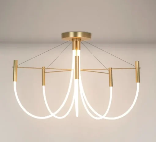 Plafonnier, Paradoxe 5L, laiton satiné, LED, dim, 2700K, 2850 lm, Ø89cm, H58cm - CVL