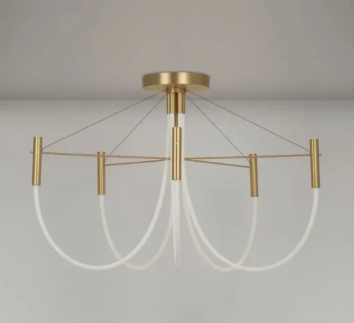 Plafonnier, Paradoxe 5L, laiton satiné, LED, dim, 2700K, 2850 lm, Ø89cm, H58cm - CVL