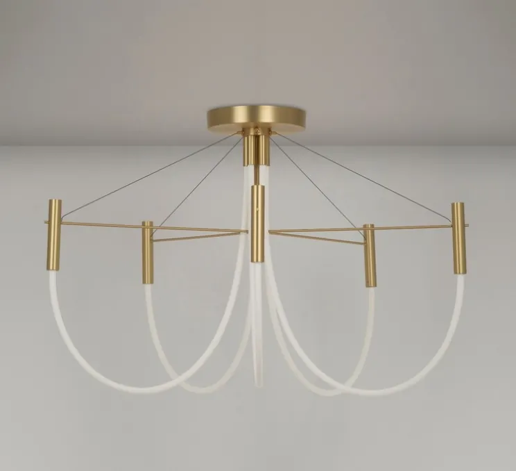 Plafonnier, Paradoxe 5L, laiton satiné, LED, dim, 2700K, 2850 lm, Ø89cm, H58cm - CVL