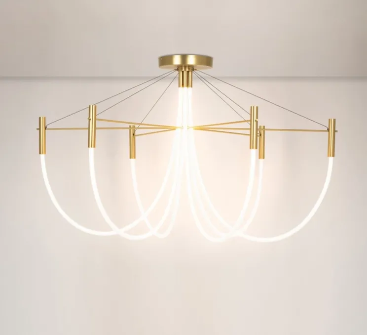 Plafonnier, Paradoxe 6L, laiton satiné, LED, dim, 2700K, 4800 lm, Ø115cm, H68cm - CVL