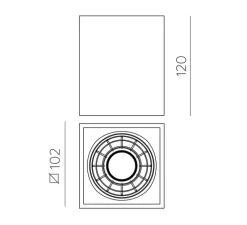 Plafonnier, Perseo, gris, IP65, LED, 3000K, 815 lm, L12cm, H12cm - ACB