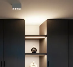 Plafonnier, Pirro Spot Surface 4.0, blanc (intérieur noir), LED, dim, 2700K, 4x380 lm, L18,2cm, H8cm - Wever&Ducré