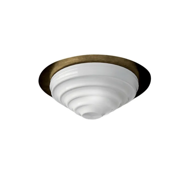 Plafonnier, Ripple, Brun, verre blanc brillant, LED, 3000K, 1280 lm, Ø49cm, H25cm - MM Lampadari