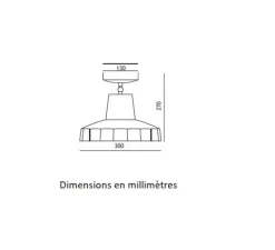 Plafonnier, Rossi 1093/30, Bleu navy, melon, Ø30cm, H27cm - Toscot