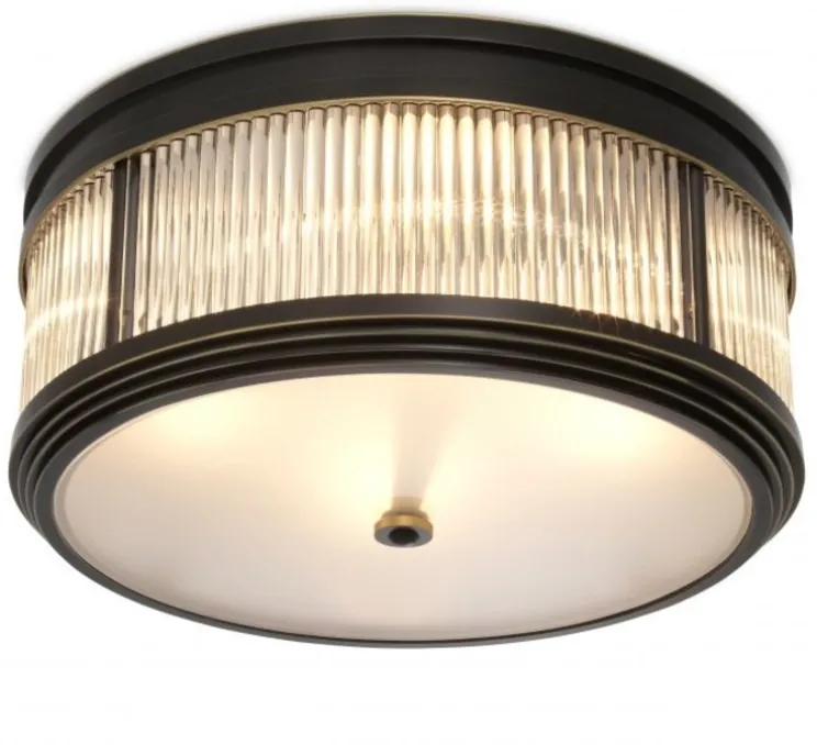 Plafonnier, Rousseau, bronze, verre, Ø40,5cm, H18,5cm - Eichholtz