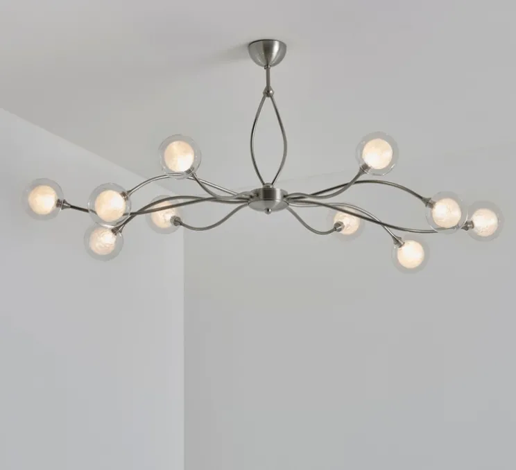 Plafonnier, Sabia 10L, verrerie S100, nickel, L118cm, H51cm - Manufacture