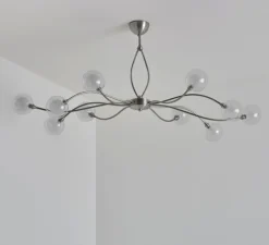 Plafonnier, Sabia 10L, verrerie S100, nickel, L118cm, H51cm - Manufacture