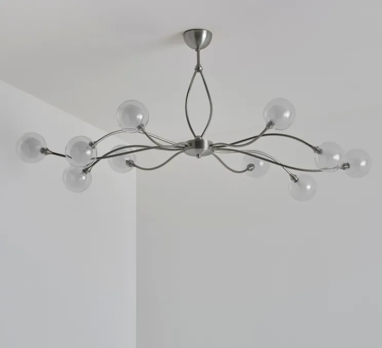 Plafonnier, Sabia 10L, verrerie S100, nickel, L118cm, H51cm - Manufacture