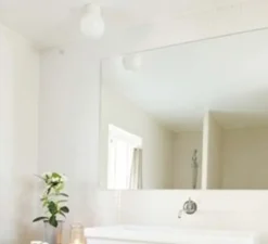 Plafonnier, salle de bain, IP54, blanc, globe en verre opale, 006, porcelaine, Ø14,5, H18cm - Zangra