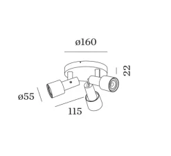 Plafonnier, Sara on base 3.0, blanc, Ø5,5cm, H11,5cm - Wever&Ducré