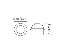 Plafonnier semi-encastré, Ebba, blanc, LED, 3000K, 458lm, Ø7cm, H6,5cm - FARO