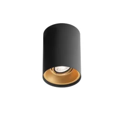 Plafonnier, Solid 1.0, noir et or, LED, dim, 3000K, 750lm, Ø10cm, H13cm - Wever&Ducré