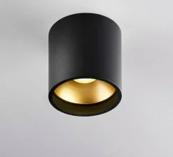 Plafonnier, Solo 1, noir et or, IP54,LED, 3000K, 380lm, Ø8cm, H8cm - Light Point