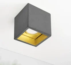 Plafonnier, Spot, [B7], gris foncé, or, LED, L10cm, H10cm - GANTLights