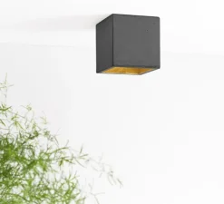 Plafonnier, Spot, [B7], gris foncé, or, LED, L10cm, H10cm - GANTLights