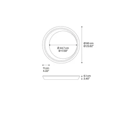 Plafonnier, Tidal 60, noir mat, LED, dim, 2700K, 6975 lm, Ø60cm, H6,1cm - Lodes