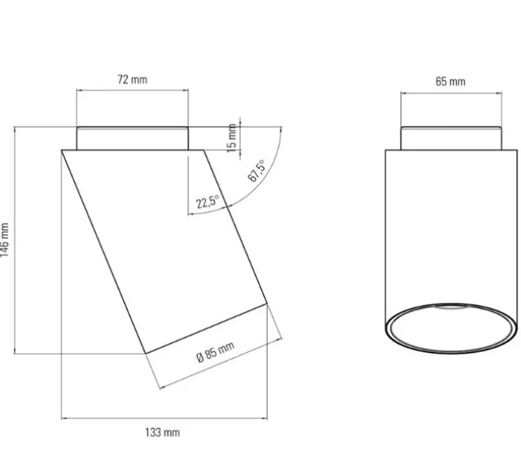 Plafonnier, Tobo C85 DIAG, laiton, Ø8,5cm, H14,6cm - DCW éditions Paris