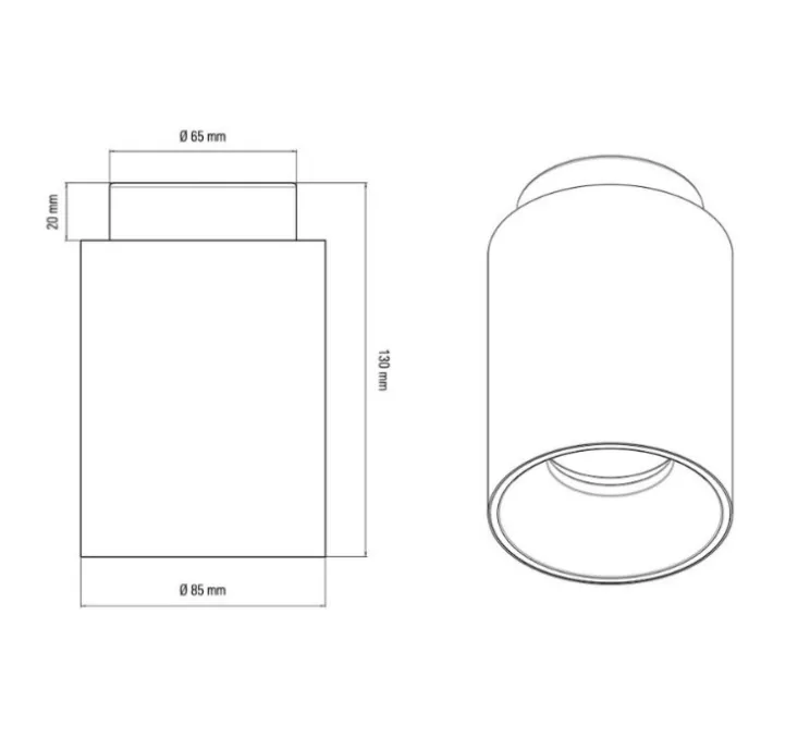 Plafonnier, Tobo C85, blanc, laiton, Ø8,5cm, H13cm - DCW éditions Paris