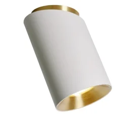 Plafonnier, Tobo C85 DIAG, blanc, laiton, Ø8,5cm, H14,6cm - DCW éditions Paris